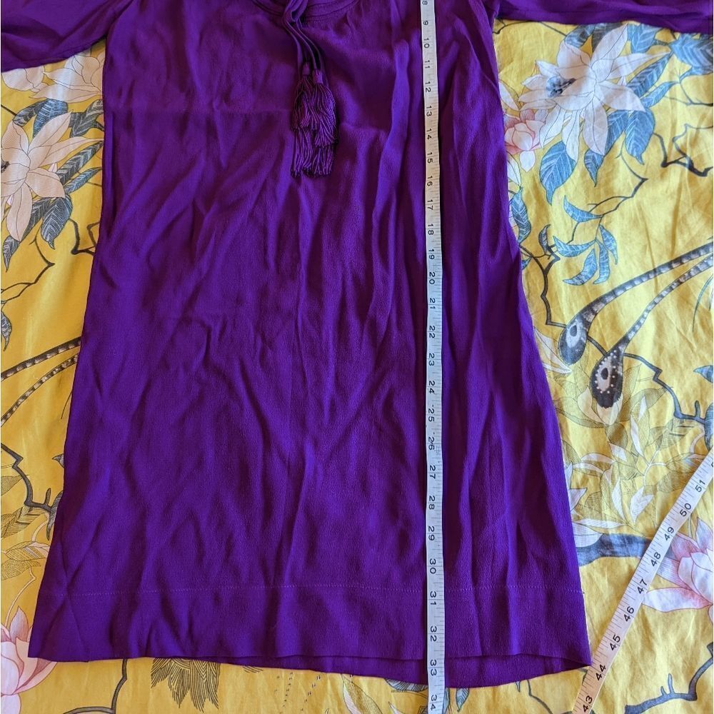 𝅺DVF purple long sleeve tie neck tunic dress sz 2 nwot - Picture 5 of 5